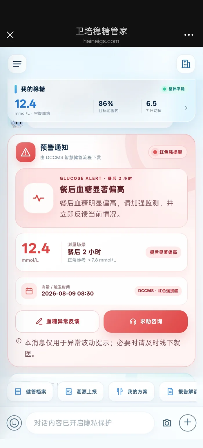 血糖预警手机界面
